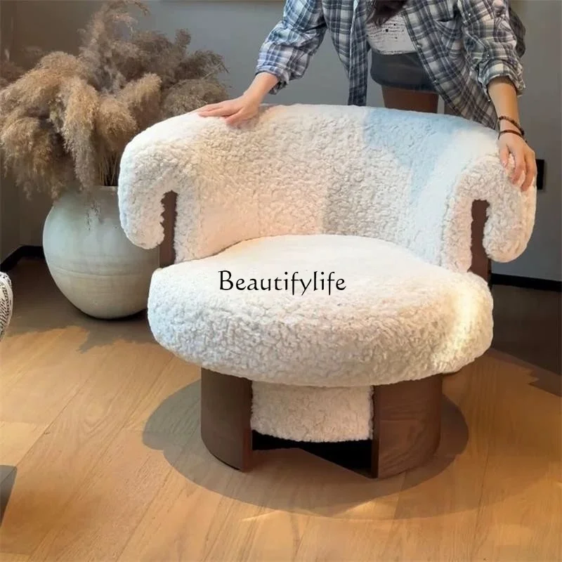 

French cream style living room single sofa chair, creative balcony leisure chair