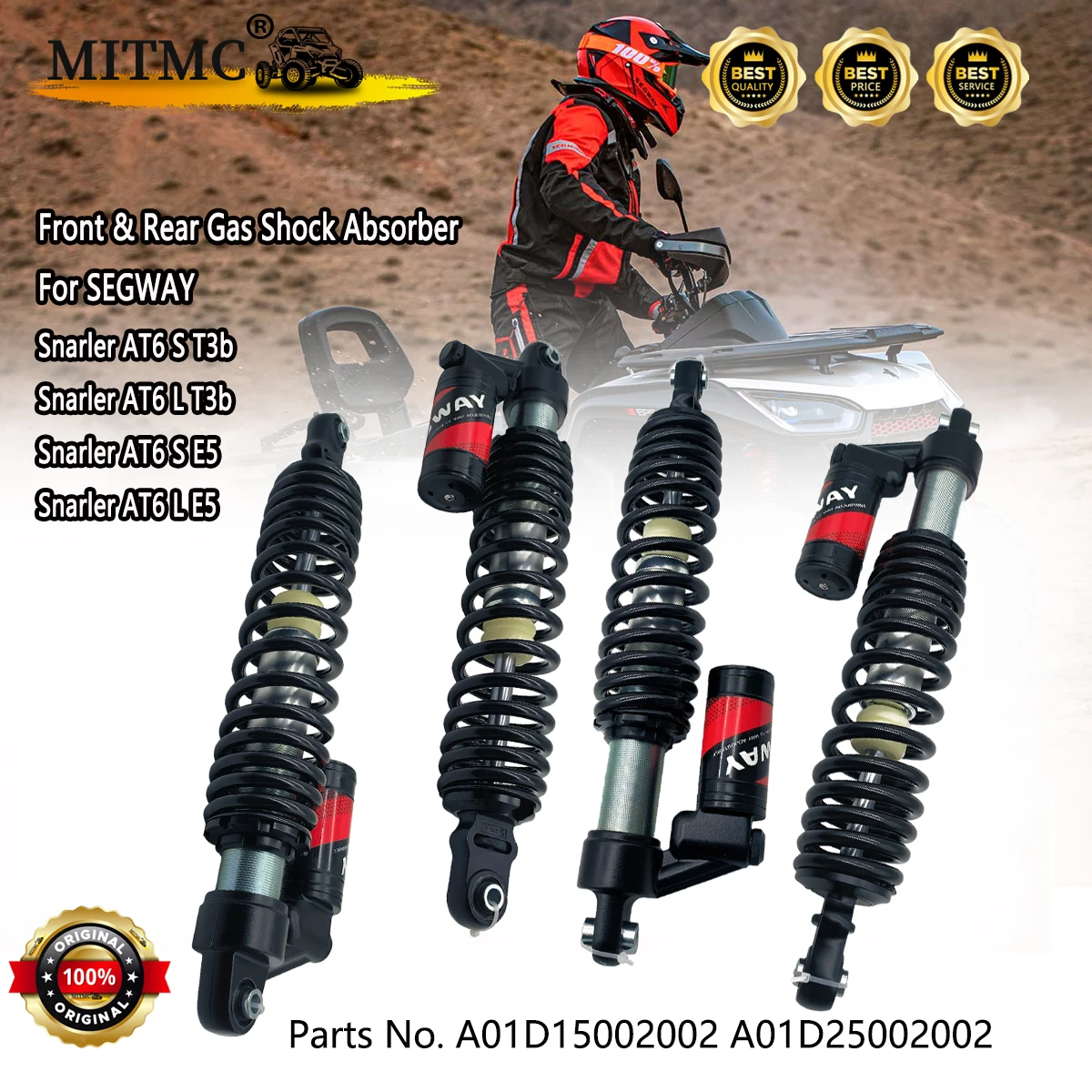 4Pcs   Shock Absorber For SEGWAY Snarler AT6 S T3b /AT6 L T3b/ AT6 S E5 / AT6 L  ATV Parts Code A01D15002002 A01D25002002