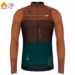 Thermal Long Sleeve Jersey for Men, Cycling Jersey, Bike Bib, Tights, Thermal, Cashmere, Wool, Uniform, Winter