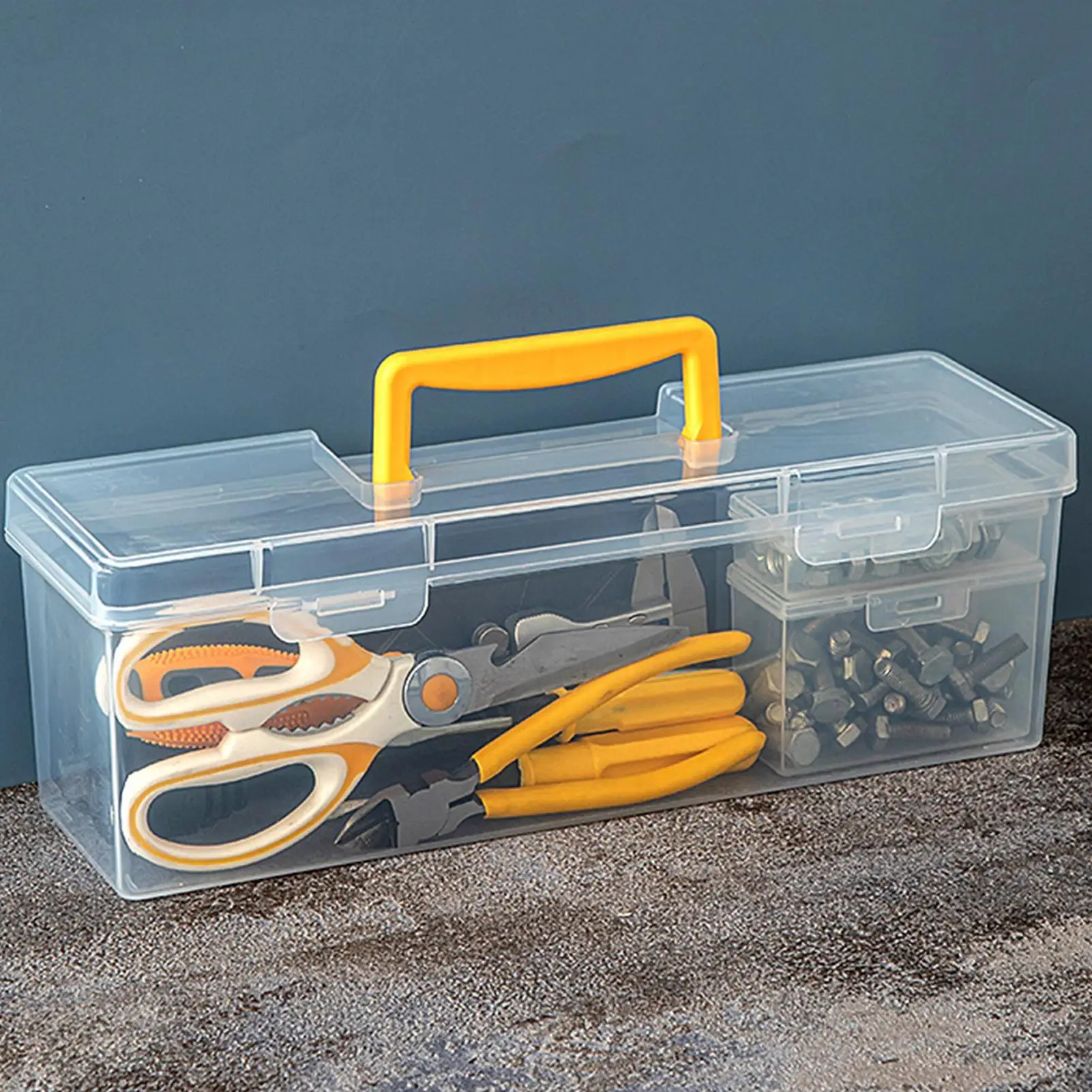 

1500ml Tool box Small Parts Fastener Organizer Clear Divided Case for Work Nuts Bolts Electronics Terminal Marker Ratchet Mechan