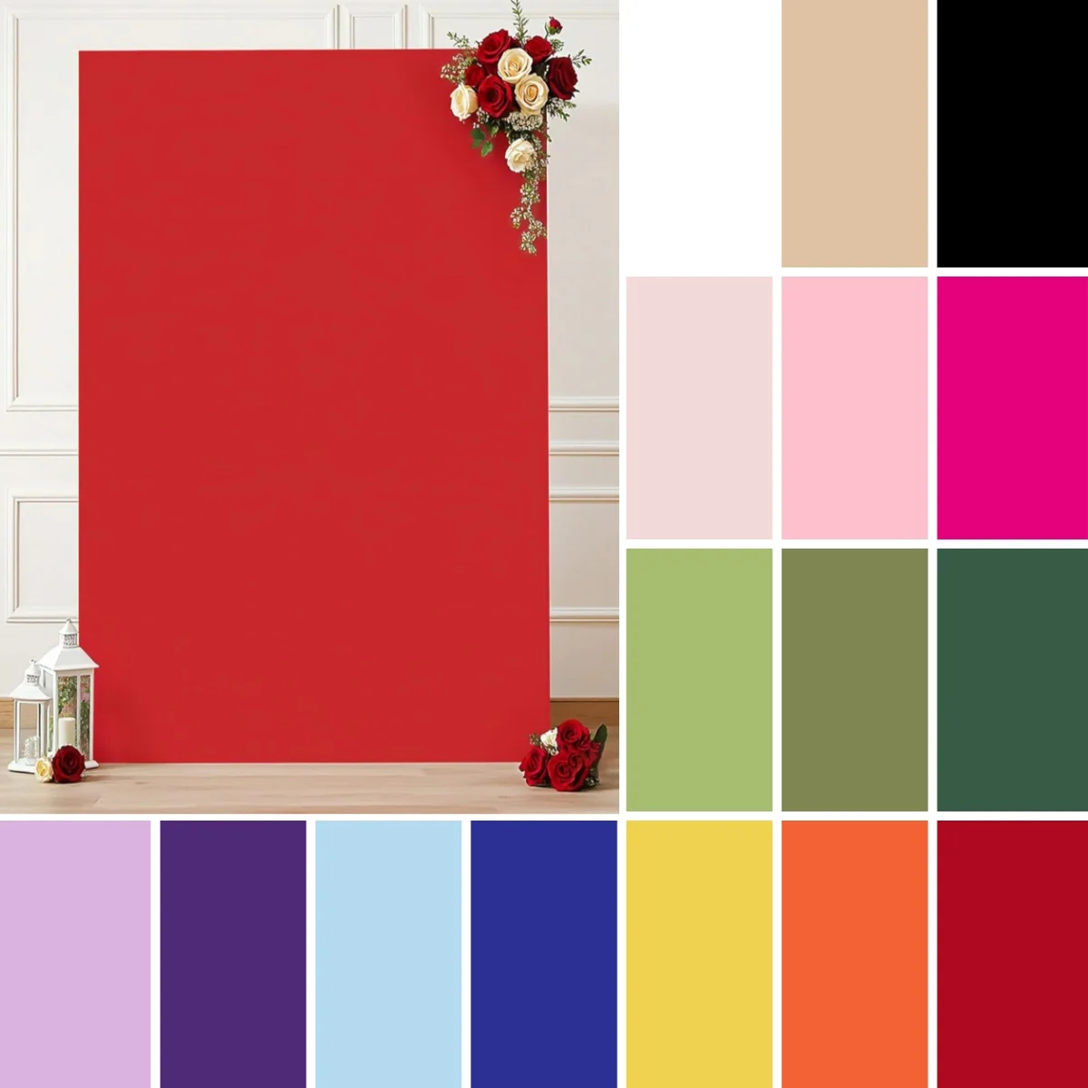 Housse d'arche rectangulaire double face unie pour anniversaire, mariage, fête prénatale, toile de fond photographique personnalisée en spandex extensible