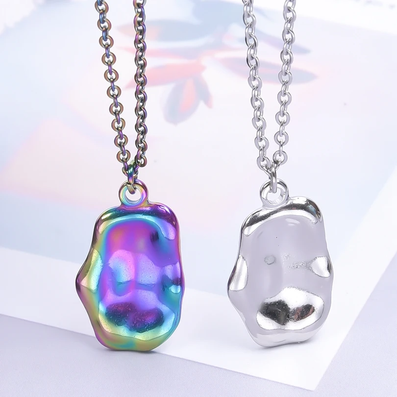 ステンレス鋼チャーム美的ネックレス女性のための幾何学的なストリーマカラーペンダントトレンドメンズチェーンチョーカージュエリー