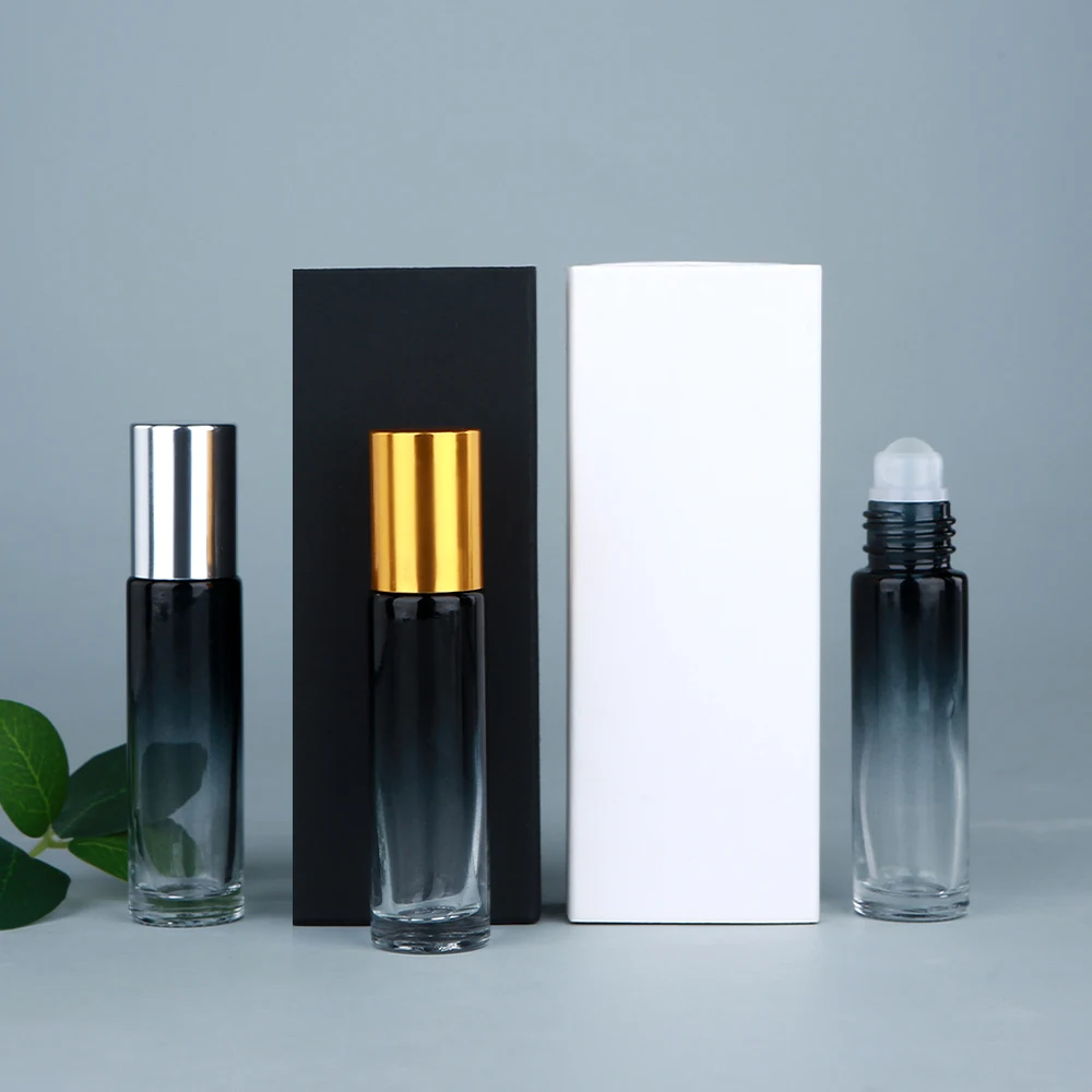10/20/30pcs10ml botellas de rodillo de aceite esencial de vidrio grueso recargables con caja de embalaje para Perfume de fragancia