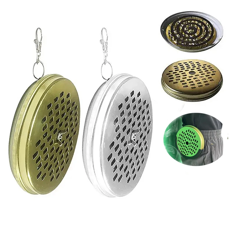 Outdoor Portable Fishing Mosquito Tray Metal Mosquito Coil Holders Iron Incense Boxes With Hook Outdoor Mosquito Repellent Box