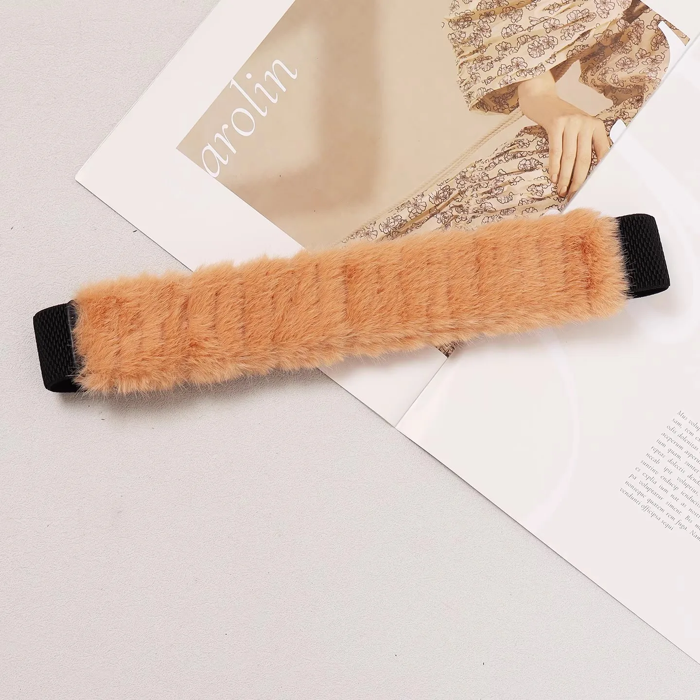 여성용 인조 모피 탄성 허리띠 여성 드레스 코르셋 허리띠 장식 와이드 벨트 R3105