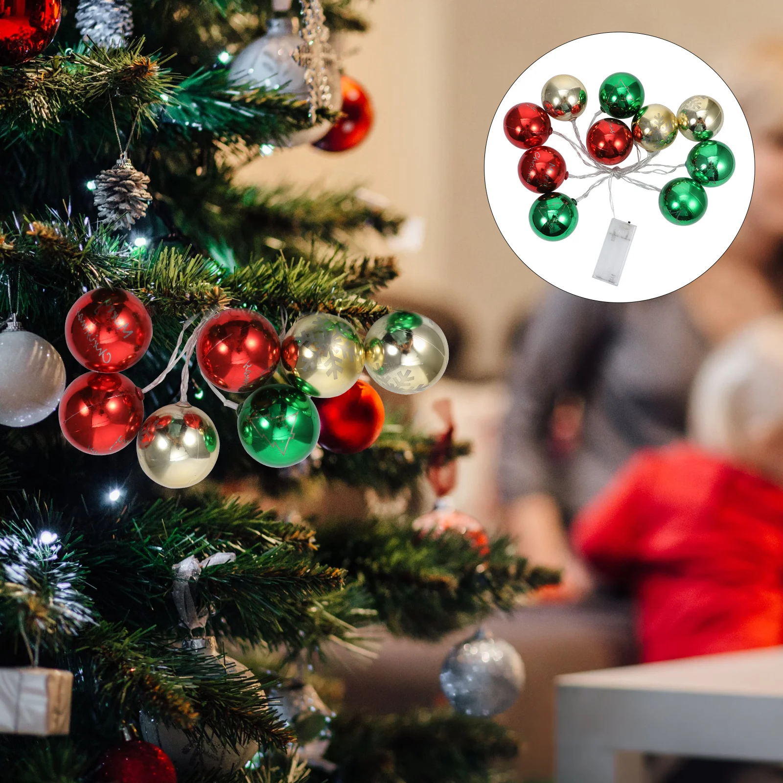 1 قطعة مطلي كرة مستديرة LED سلسلة ضوء أحمر أخضر 15 بوصة شجرة عيد الميلاد ساحة في الهواء الطلق الطرف الديكور مصباح #2