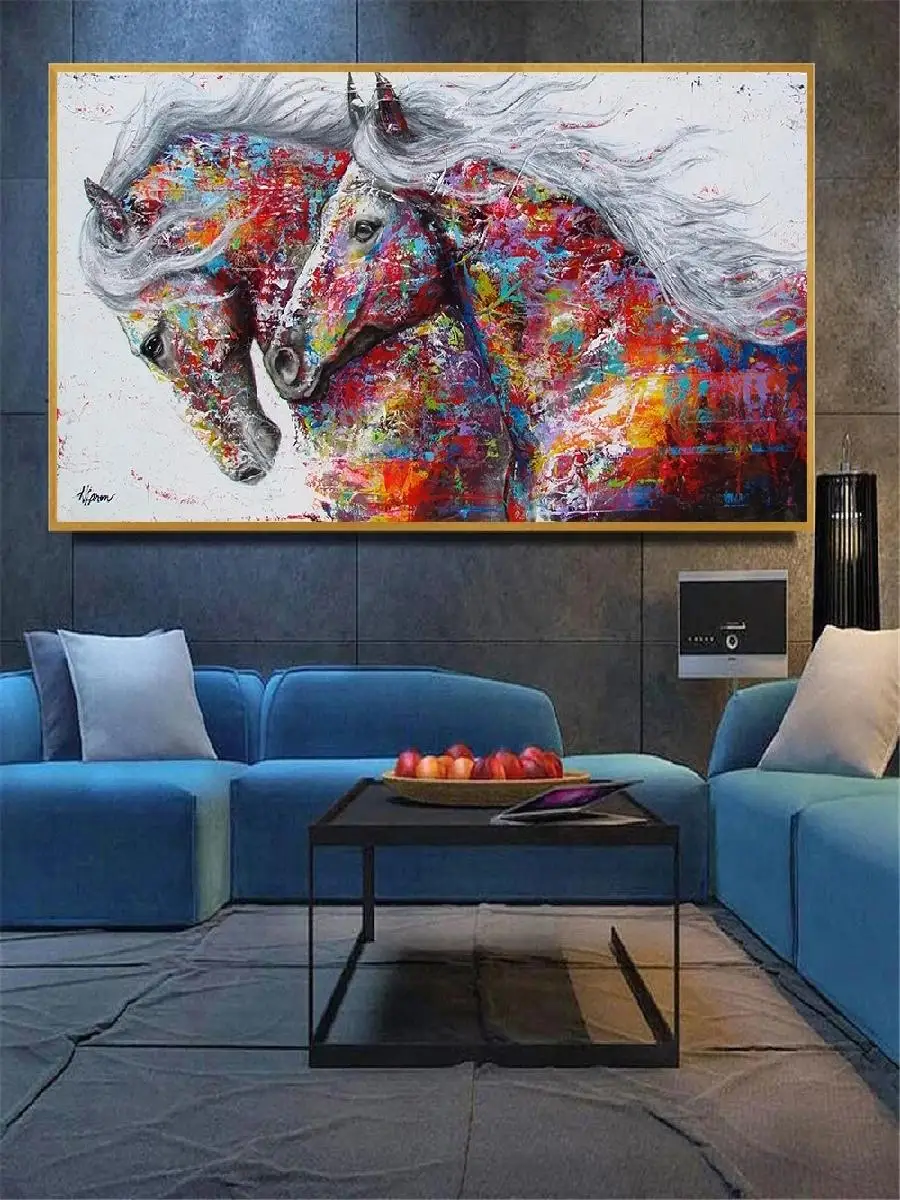 Modern Galloping Horses Landscape Canvas Painting  Wall Art Picture Posters and Prints for Living Room Office Bedroom  Home Deco