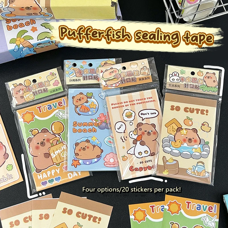 20 Cute Cartoon Capybara Mini Handbook Stickers Portable DIY Small Card Packing Decorative Stickers School Supplies Gifts