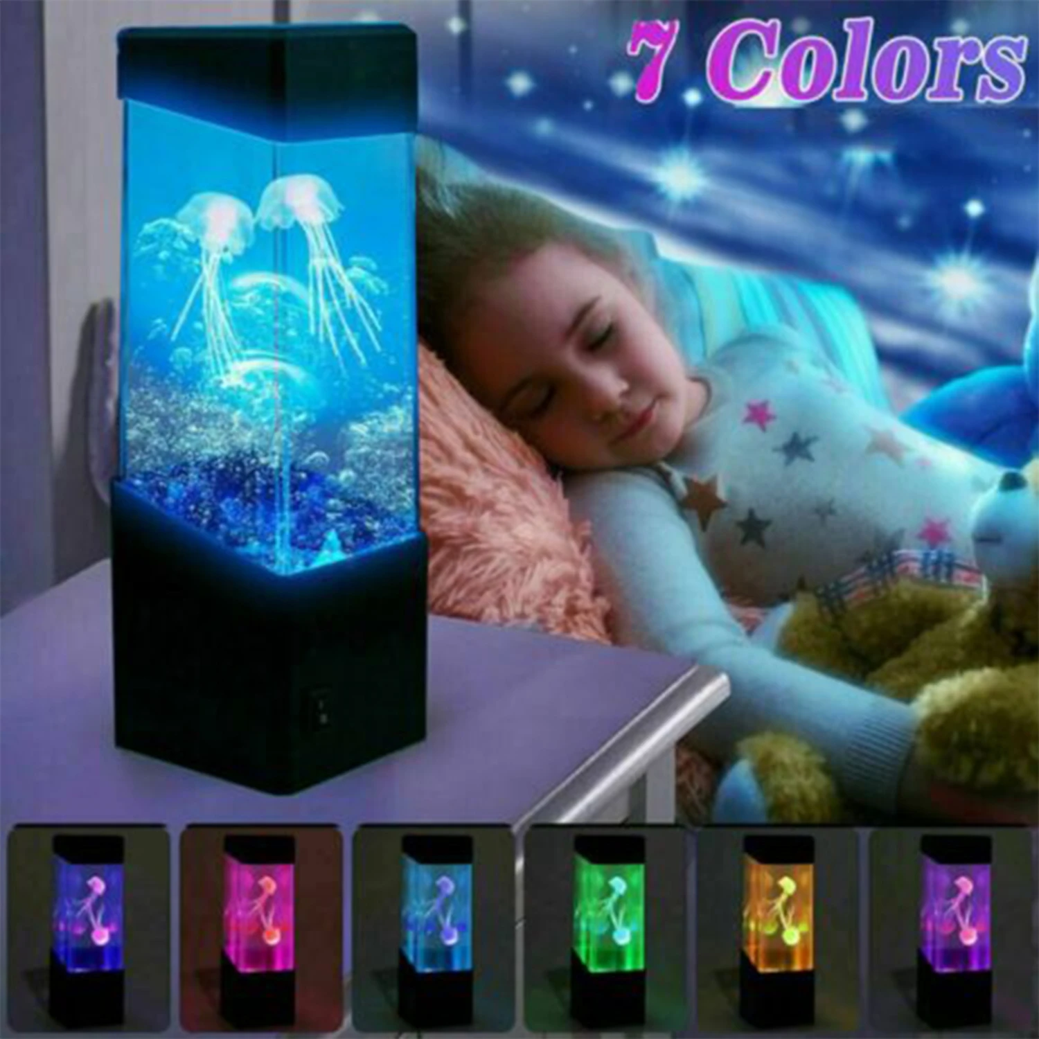 New Modern Stylish Colorful LED Jellyfish Light - Vibrant Aquarium Design for Relaxation - Stylish Modern Bedside Lamps with Uni