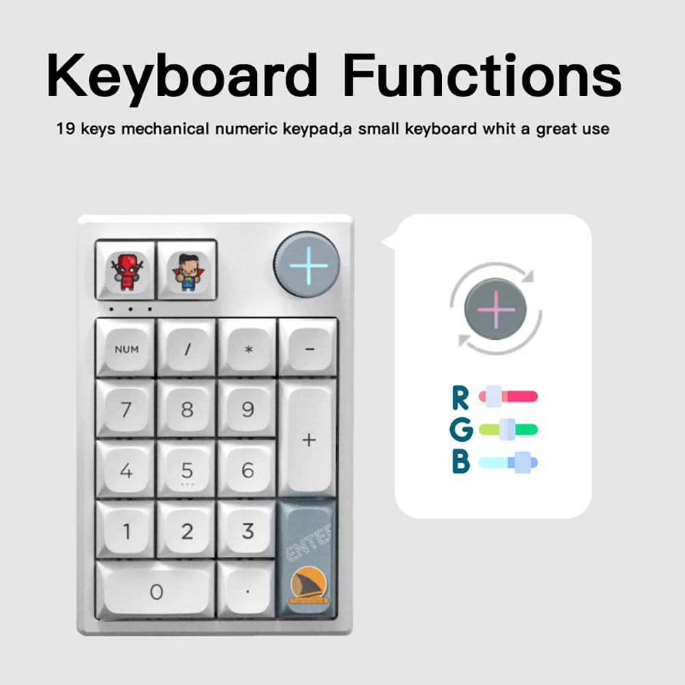 Imagem -04 - Motovelocidade Darmoshark k3 Pro Bluetooth sem Fio Numérico Mecânico Teclado Numérico Hot Swap 19 Teclas Computador Numpad Teclado Macro Unidade para Laptop Desktop