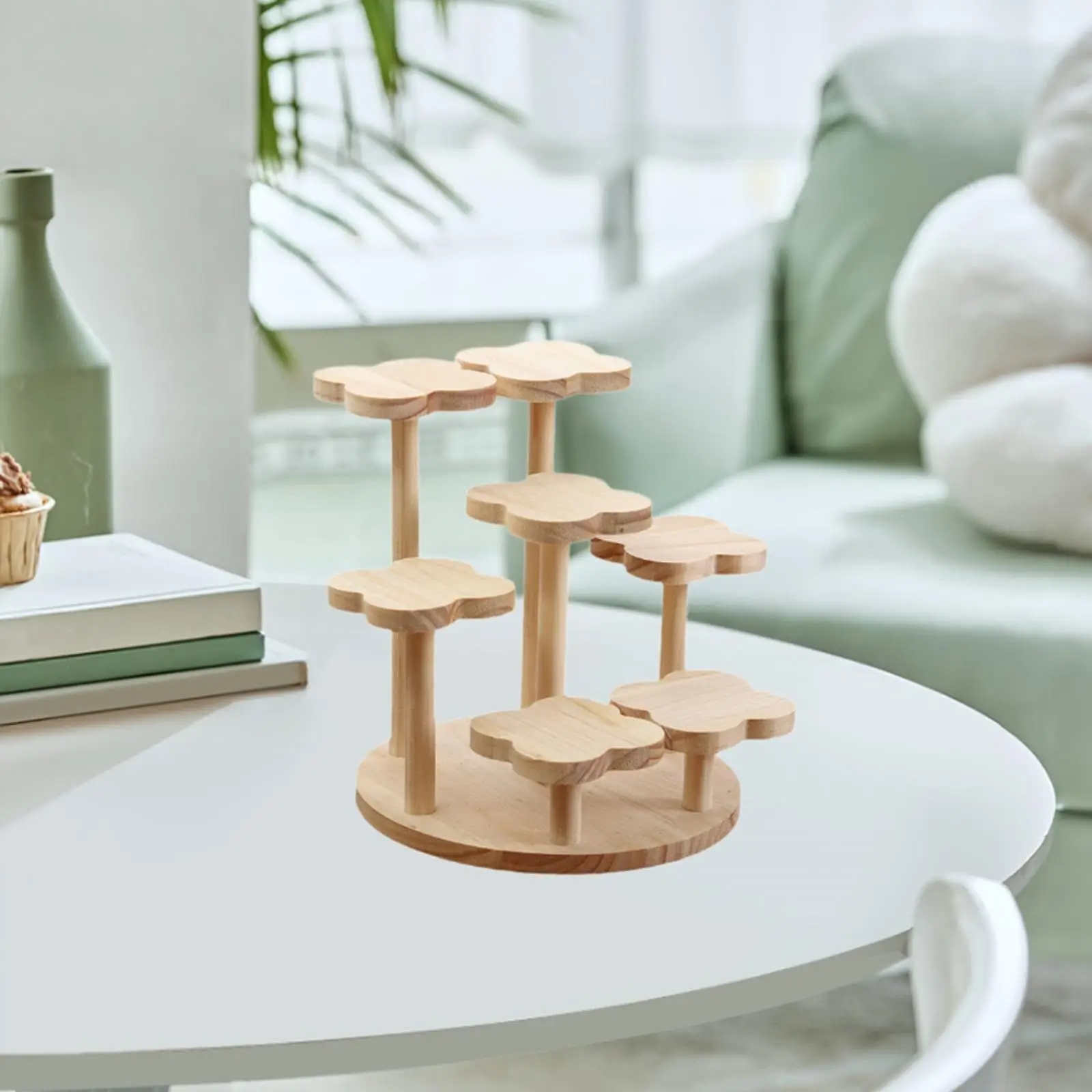 Wooden Flower Pot Stand Perfume Organizer Stand Crafts Ornament Flowerpot Rack Wooden Desktop Display Stand for Lawn Garden