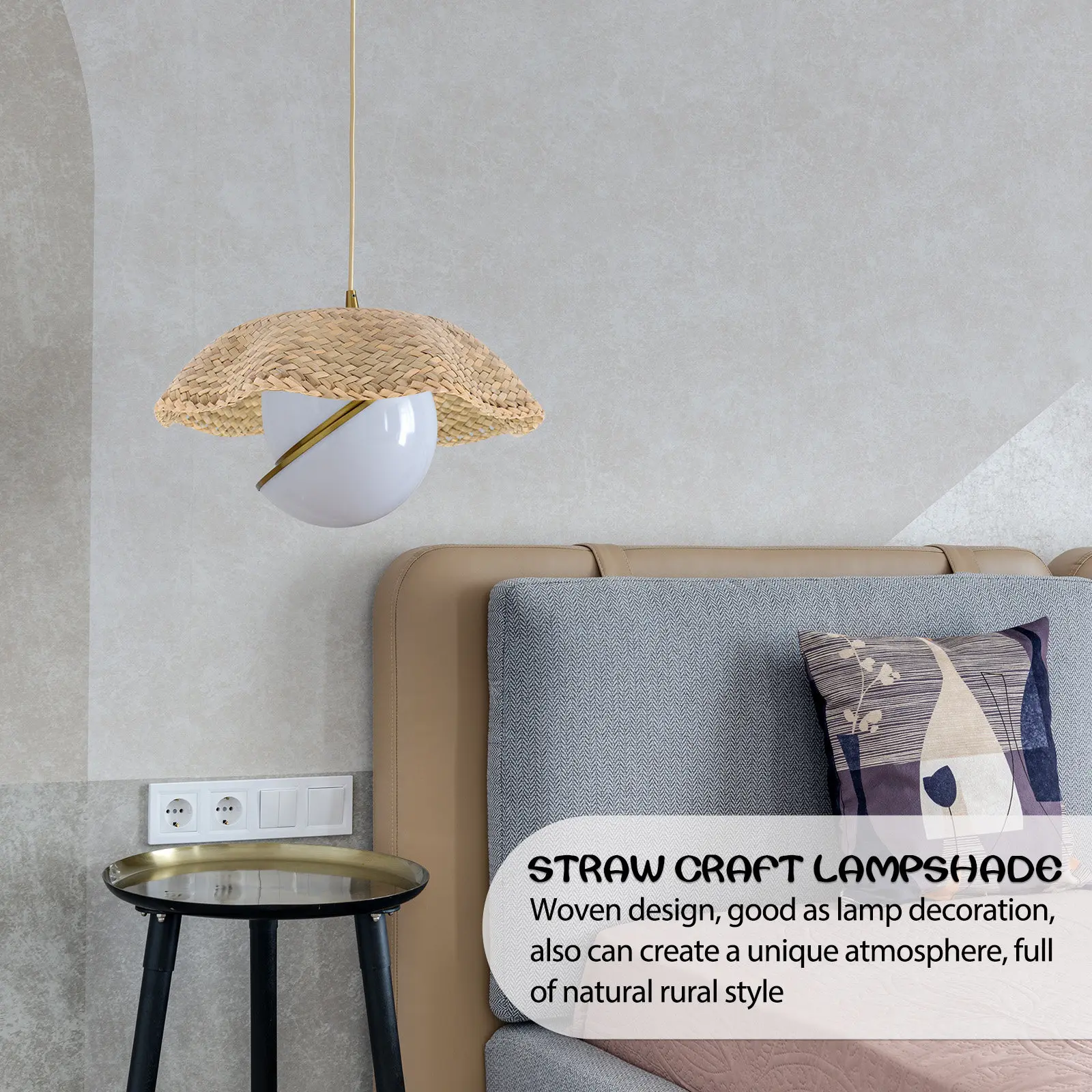 

Плетеный абажур для подвесного светильника из соломы, мягкий, рассеивающий свет, для кабинета, офиса, спальни, чехол для люстры