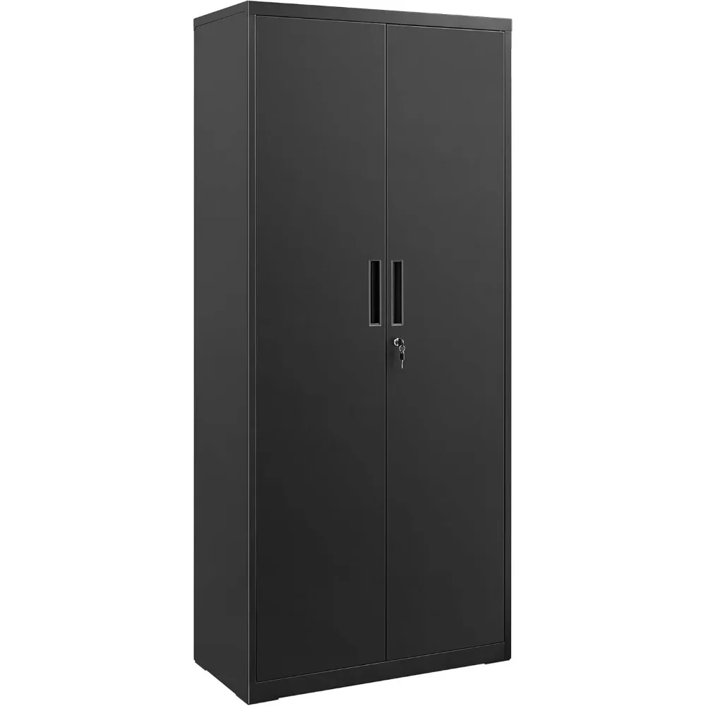 

Garage Cabinet, Metal Storage Cabinet with Doors and Shelves, Office Cabinet for Home Office, Garage and Utility Room, Black