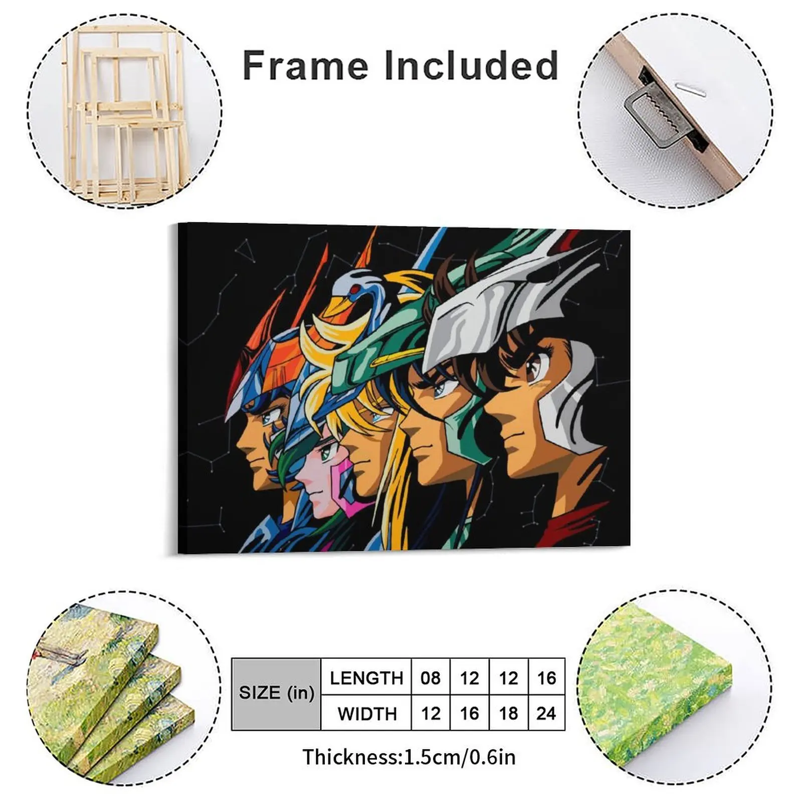 Seiya Knights Ofthe Zodiac Canvas Painting Wall Mural Club Bar Custom Plaques Framed Wall Paintings