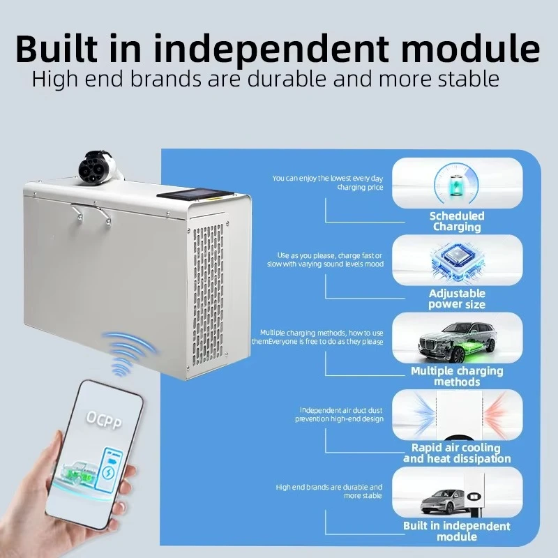New Compact 20-30kW DC Charging Pile CCS1/CCS2/GB/T Interface 4.3-inch Touch Screen 5m Cable IP32 for Garage Electric Vehicles