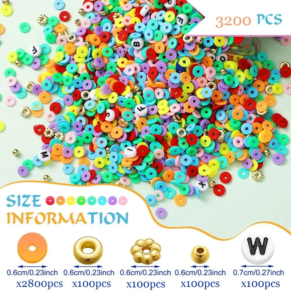 3200 pçs 6mm contas de argila decoração de halloween múltiplas cores pulseira fazendo kit acessórios de natal diy polímero heishi contas