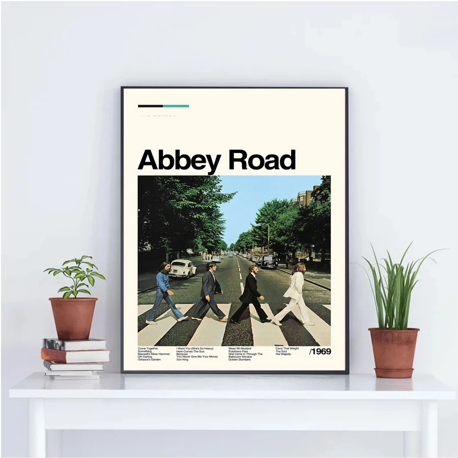 Poster Prints Abbey Road Music Poster, Music Album Minimalist Movie Wall Art Picture Canvas Painting Living Room Home Decorat
