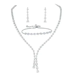 WEIMANJINGDIAN Brand High Quality Set of 3 Pieces Necklace Bracelet and Earrings Jewelry Gift for Bride Girlfriend Wife