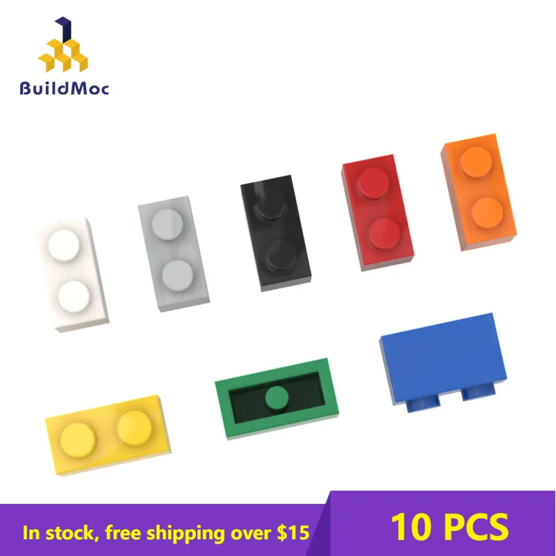 10psc Bricks 1x2 3004 3065 35743 DIY Building Blocks Figures Thick Dot  Educational Compatible With Brand Plastic Toys for Kids