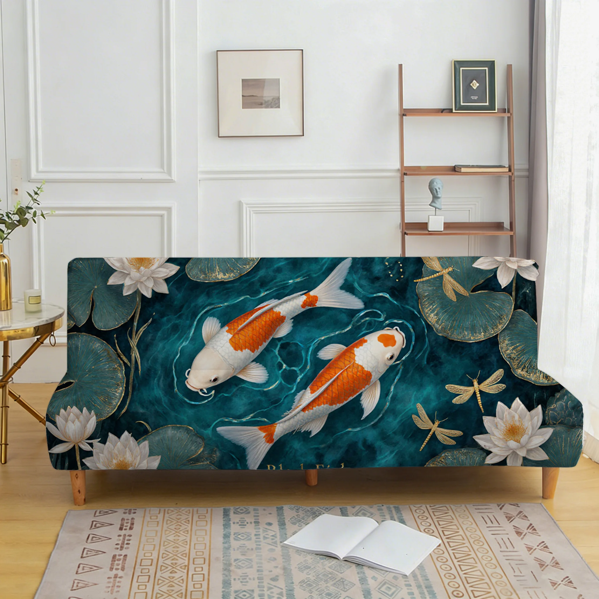 

Elastic sofa bedspread, koi lotus sofa bedspread, all-inclusive dust cover, easy installation, machine washable
