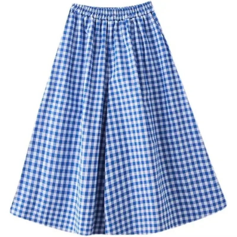 Vintage Checked Pants 2025 Women Stylish Wide Leg Pant Elegant High Waist Office Trousers Casual Loose Grid Pantalon Oversize