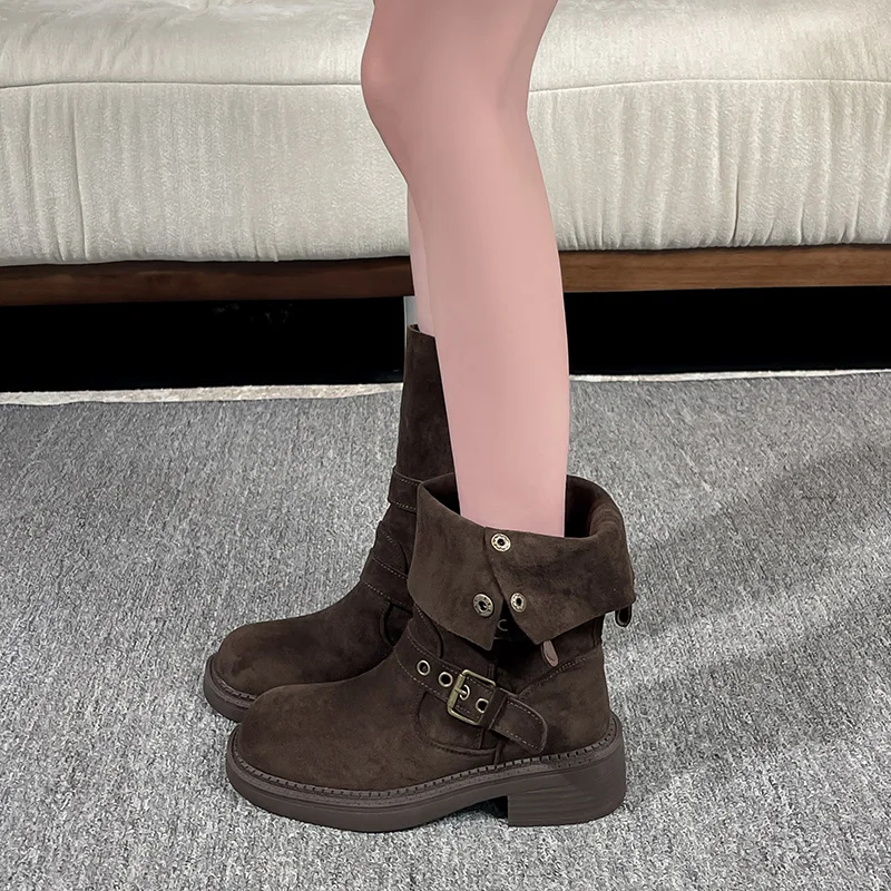 الأحذية النسائية ثي بوت أورت التمهيد الخريف الشتاء قبعات رعاة البقر الغربية فارس التمهيد أحذية Faion عادية الجلود الاصطناعية #4