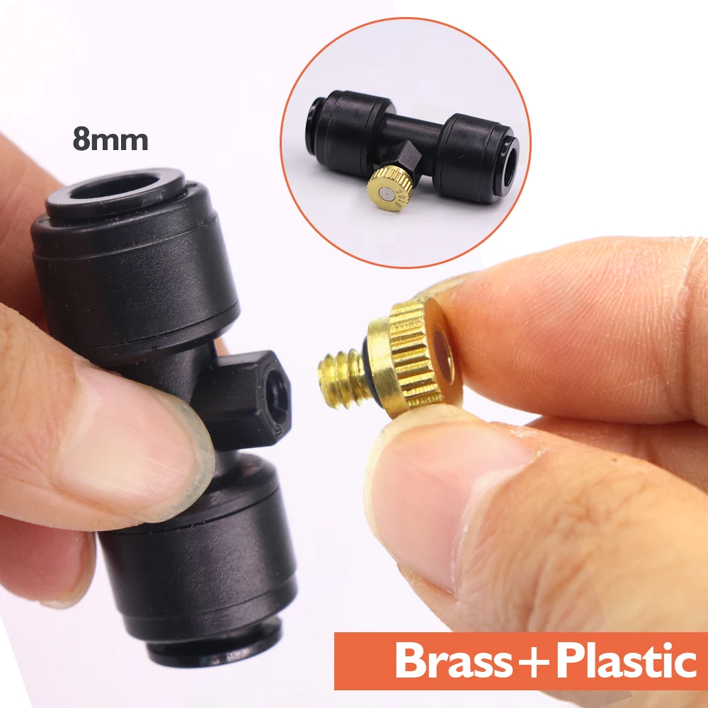 Bico de spray de latão de 0.1-1mm com conector rápido de torneira para jardim pátio OD-8mm mangueira pe sistema de resfriamento de nebulização atomizador de sprinklers de neblina