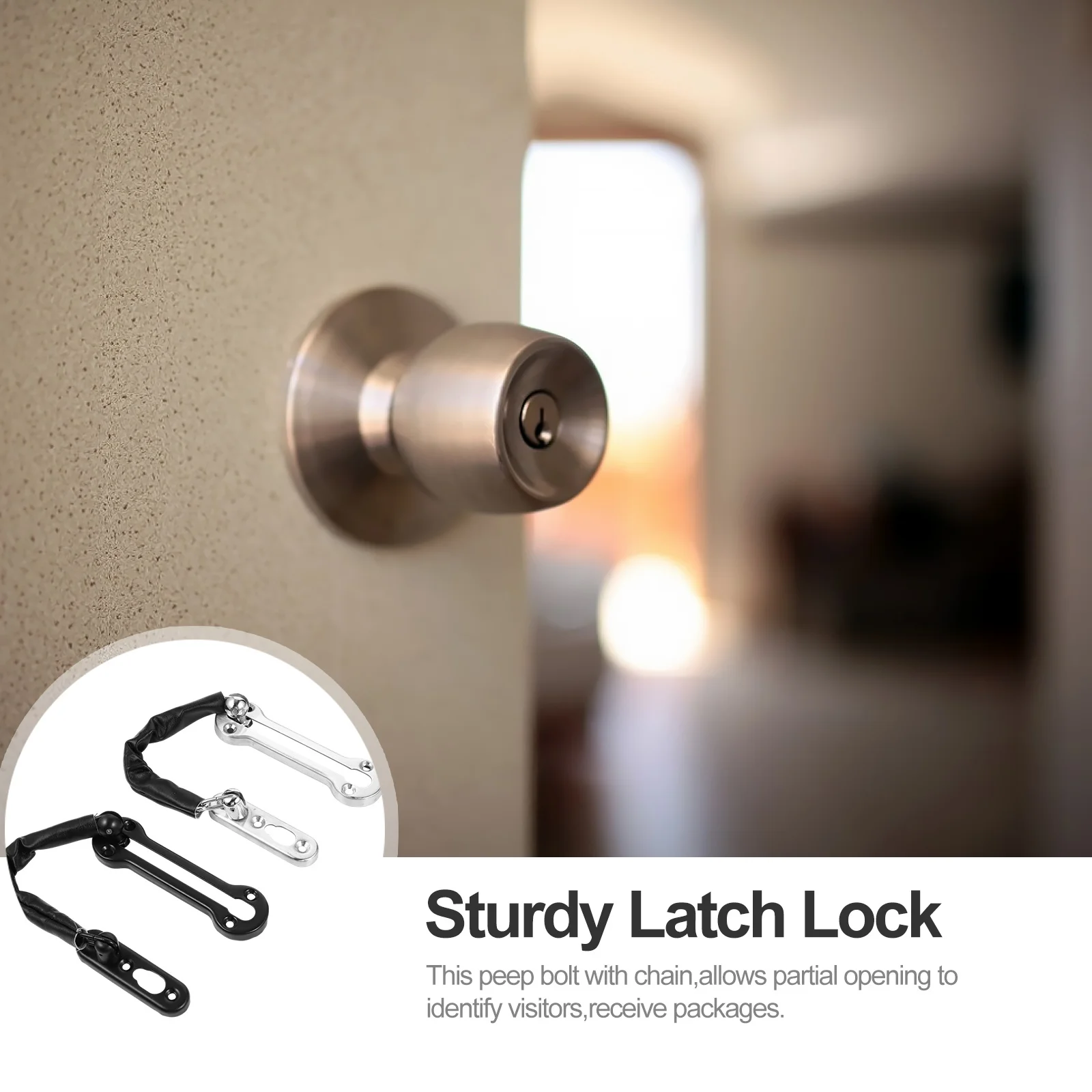 

2Pcs Door Lock Chains Stainless Steel Anti-Theft Press Lock Partial Opening Visitor Identification Safety Hotel Security Chain