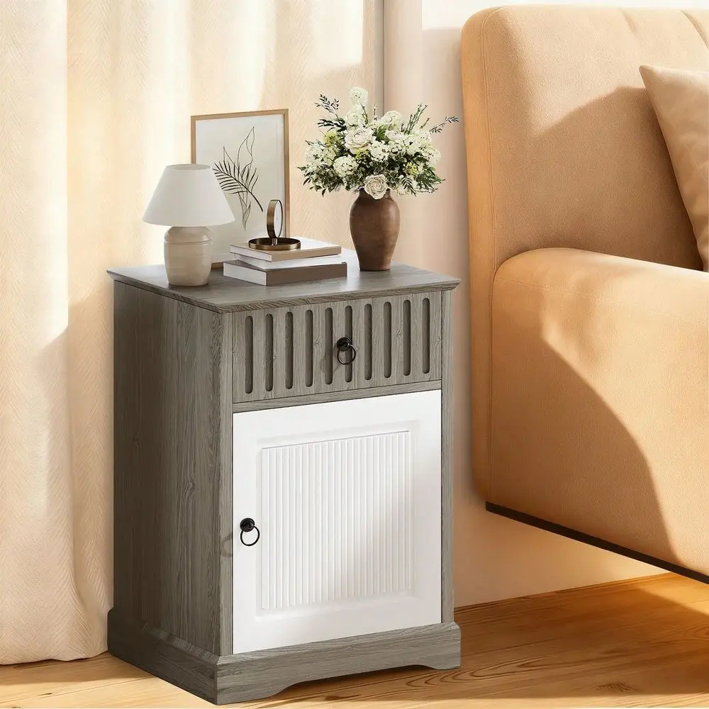 

With Drawer, Farmhouse Nightstand With Storage Shelf, End Side Table For Bedroom, Living Room, Home Decor Furniture, Valentines