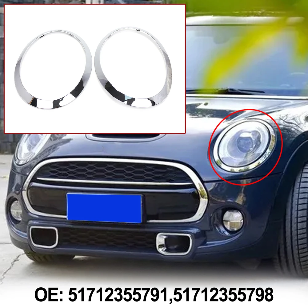 2Pcs Front Lamp Frame Headlight Trim Ring For Mini Cooper F55 F56 F57 51712355791 51712355798 2014-2021 Headlight Eyebrow Cover