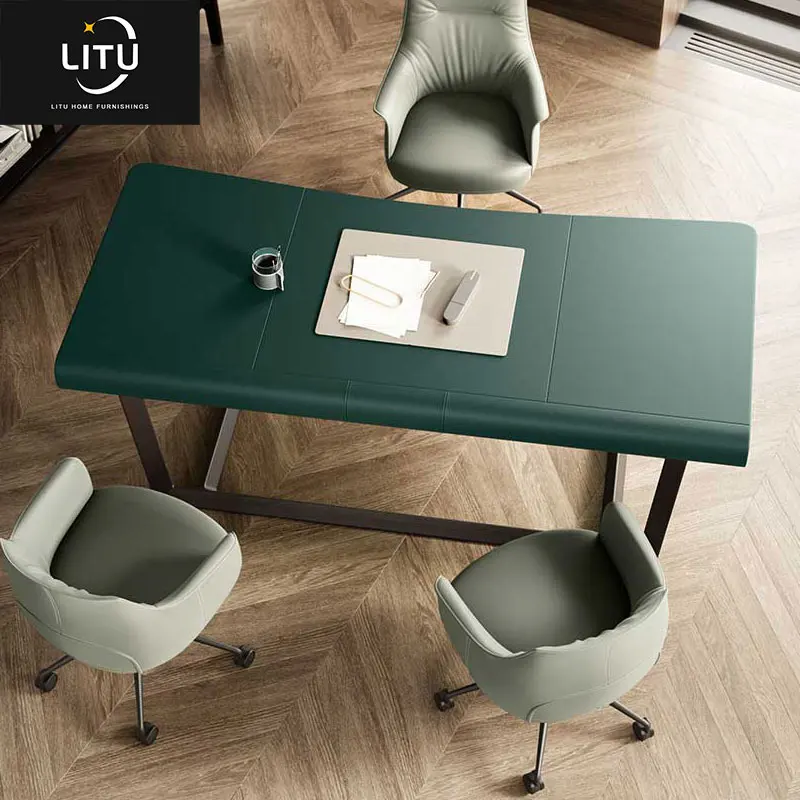 Modern Luxury Leather Desk Solid Leather Finish Home Office School Living Room Hotel Hospital Warehouse Use