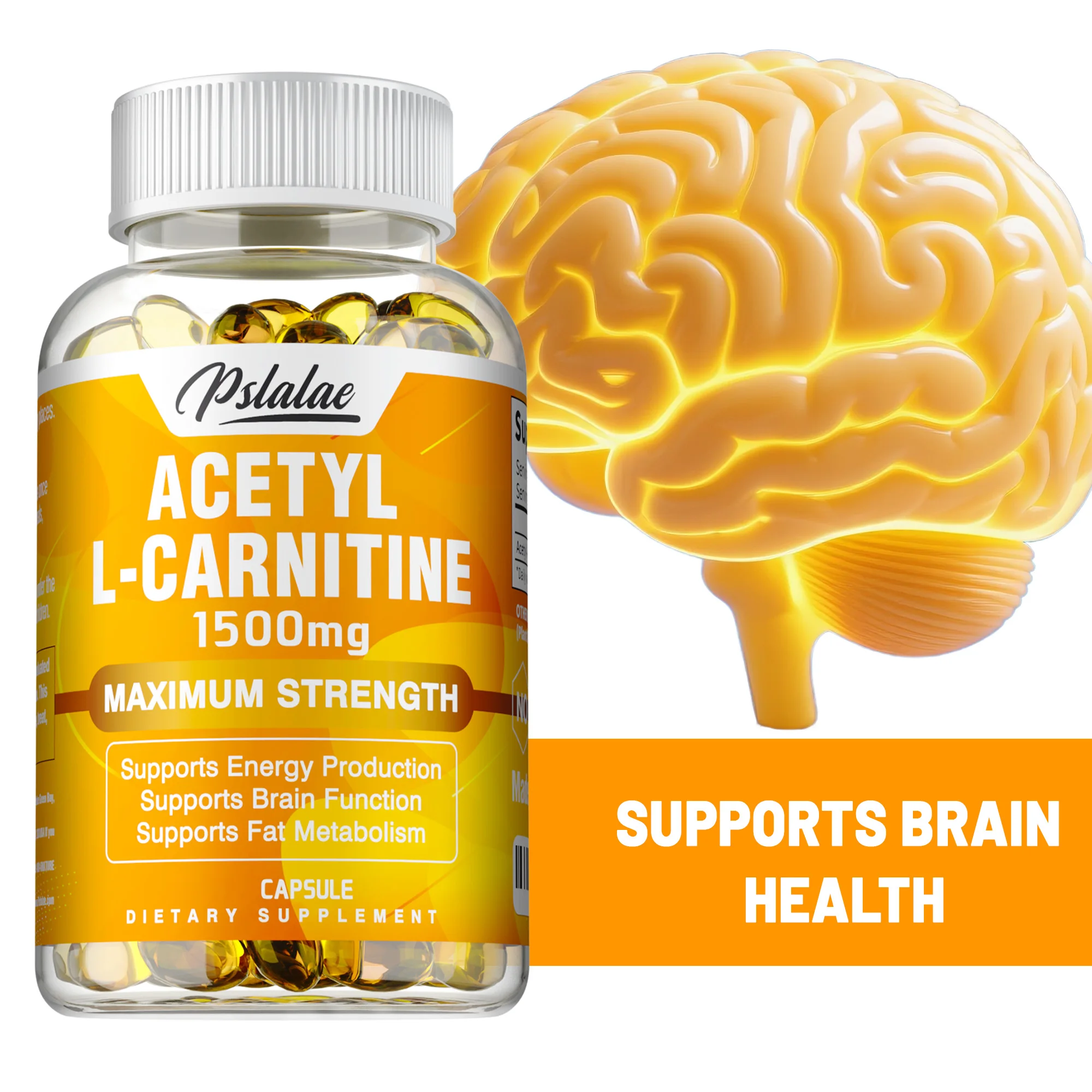 Cápsulas de Acetil-L-Carnitina - Producción de Energía Natural, Apoya la Memoria y la Concentración, Promueve la Salud del Corazón y el Cerebro
