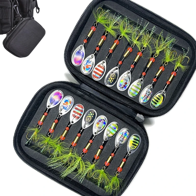 طقم طُعم ملعقة دوارة معدنية مع خطافات عالية القوة لصيد الأسماك في المياه العذبة/المياه المالحة 16/10 قطعة #1