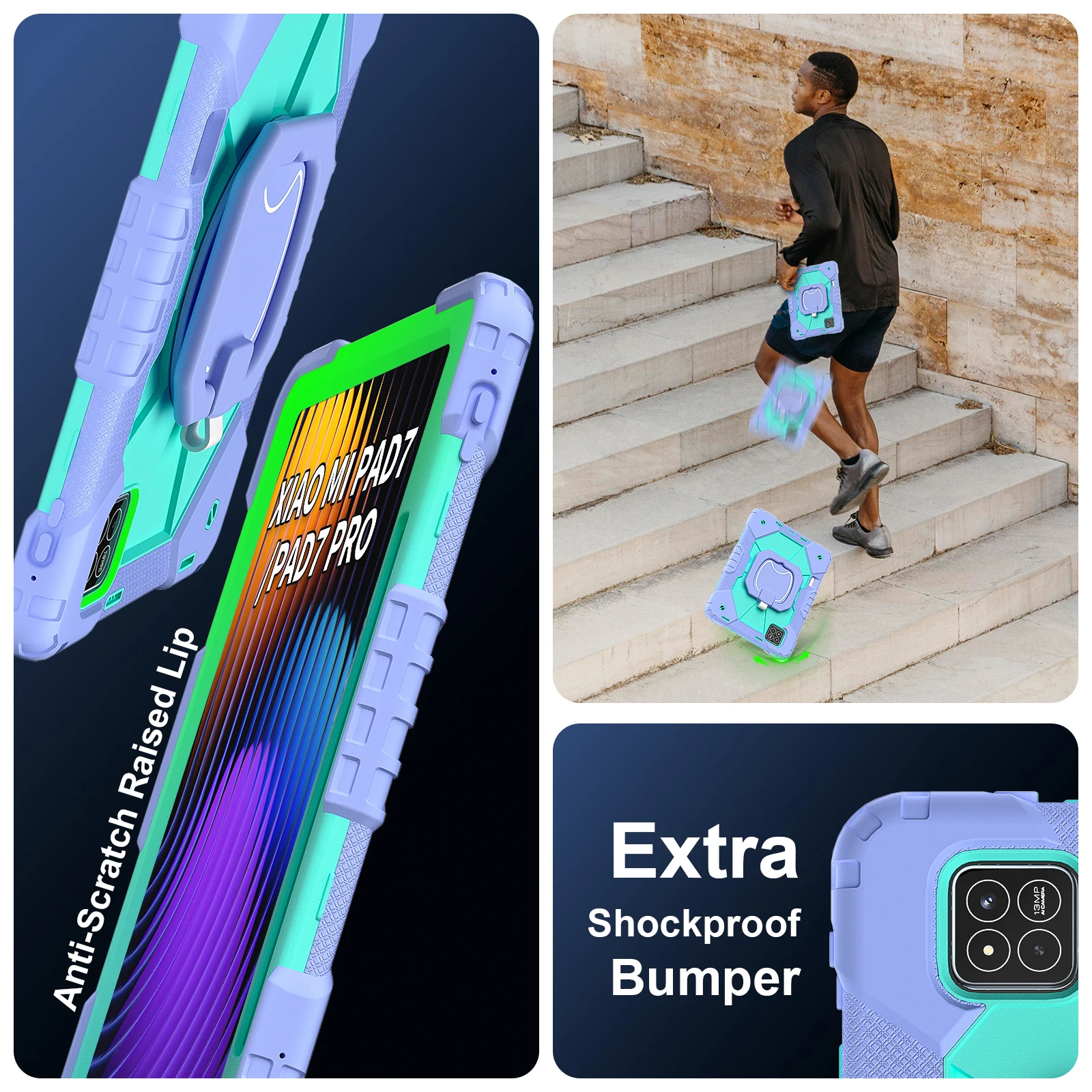 Capa para xiaomi redmi pad 12.1 poco 12.1 polegadas 2024 pad 8.7 pc + capa de suporte de silicone com alça de ombro para xiaomi pad 7