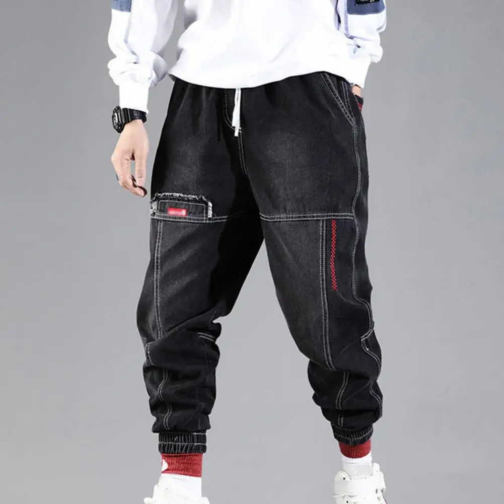 2024 Summer Men's Jeans Jogger Thin Pants Cotton Pant Korea Style Light Blue Hip Hop Beam Feet Casual Trousers Male