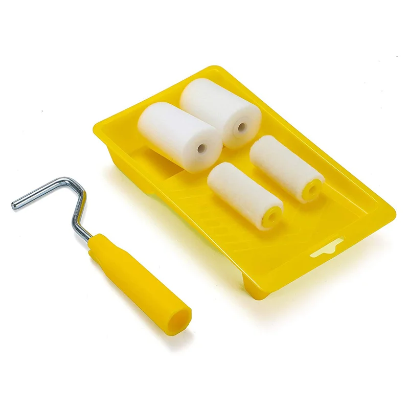 WCS-36 Stück Mini-Farbroller aus Schaumstoff, Mal-Dekorationsset, 5,1 cm, kleines Farbroller-Tablett-Set für Wandmalerei, Reparaturbürste