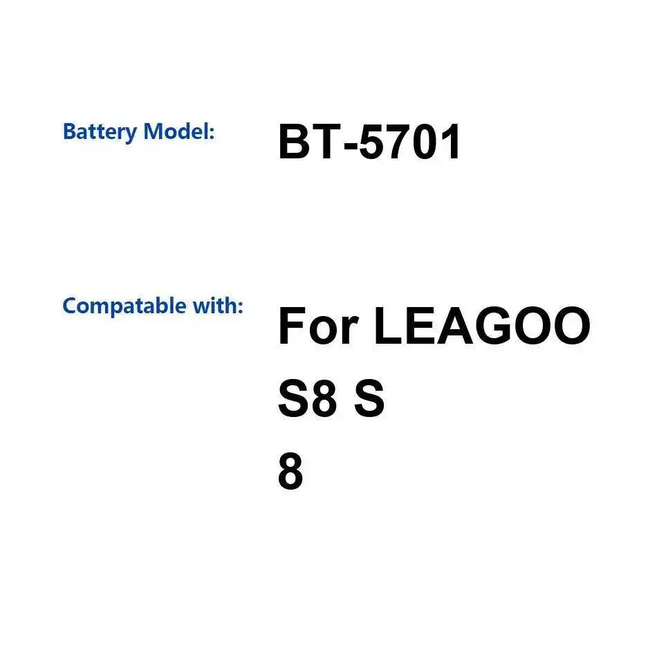 

Fast Charging Mobile Phone Battery For Leagoo S8 BT-5701 2940Mah