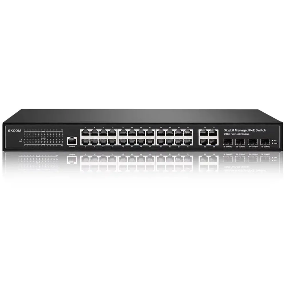 Layer 2 manages 24 32-port Gigabit Ethernet PoE + network switches for power, IP cameras, and IP phones