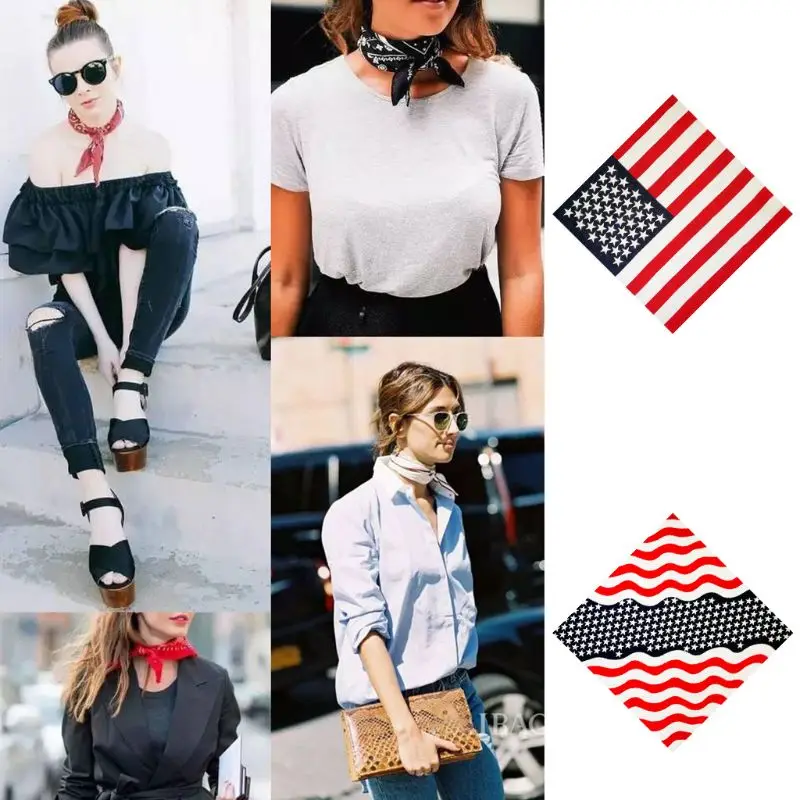 American Flag Bandanas Novelty Classic Motorcycle Face Mask Square Scarf Headwear Handkerchief Cowboy Wrap for Men Women