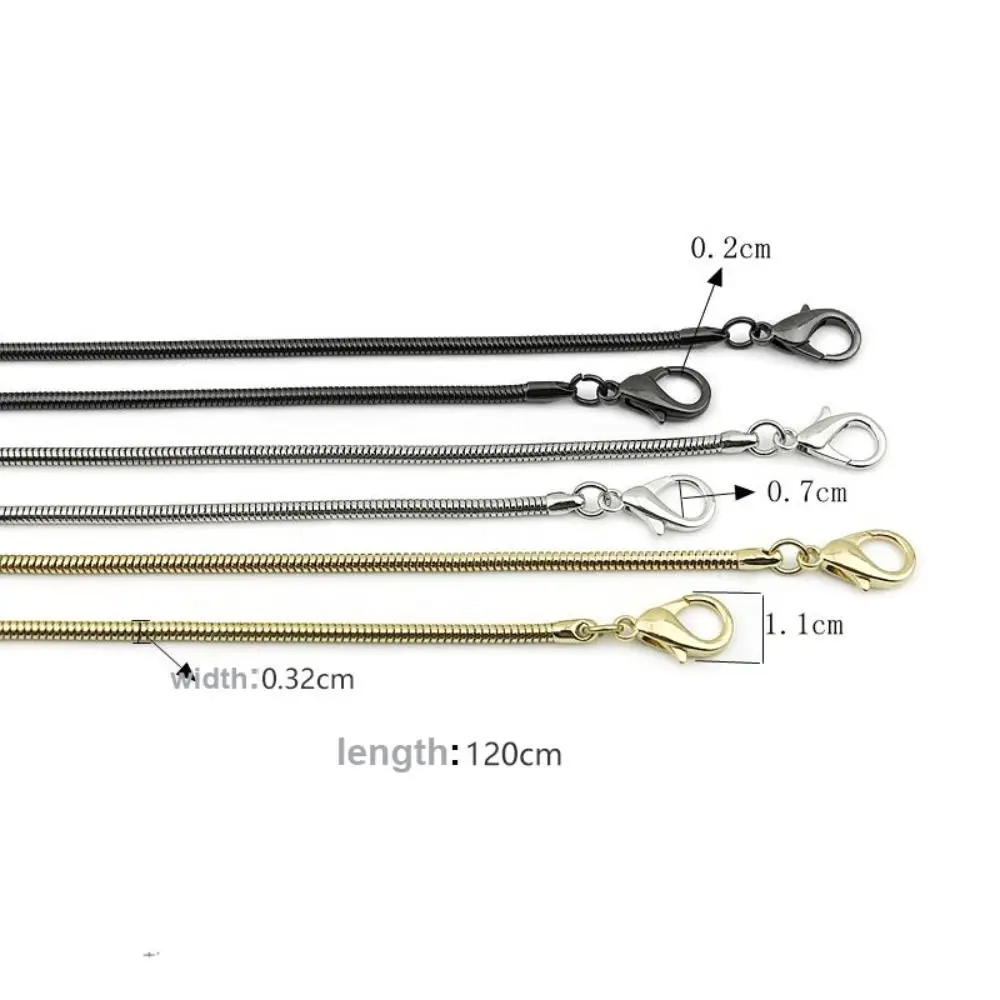 120cm Replacement Bag Chain Fashion Silver/Gold/Black Purse Handle Bag Chain Bag Accessories Metal Handbag Snake Chain