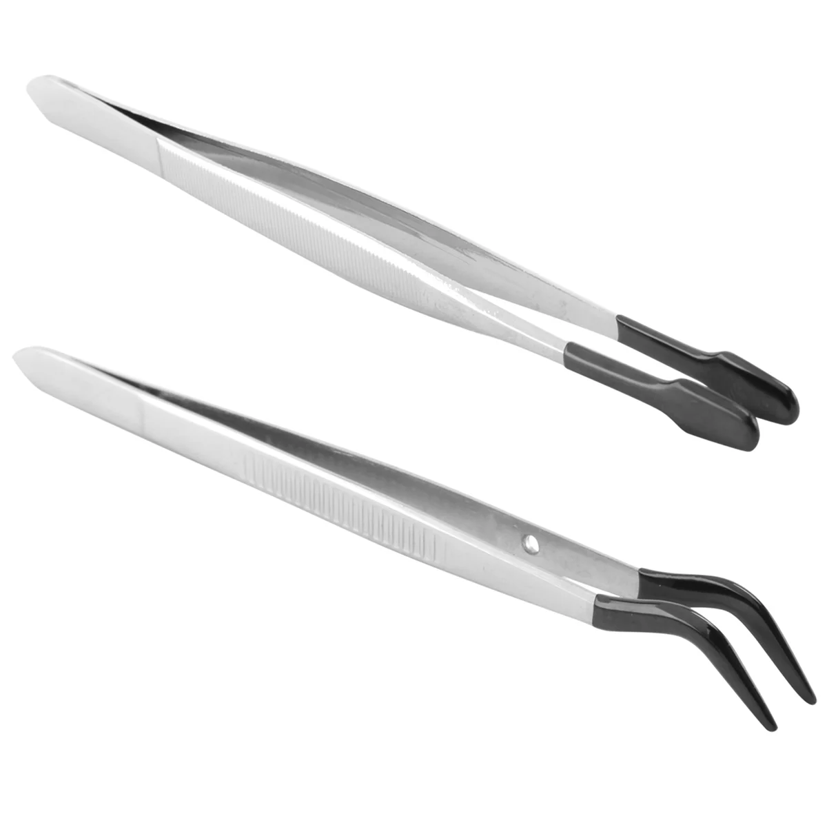 2 Pcs of Rubber Tip Tweezers Set for Craft Laboratory Industrial Hobby Tweezers Pliers Jewelry Stamp Plastic Box 15cm