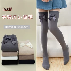 Kids Girls Soft Cotton Warmer Long Kawaii Socks Princess Baby Over The Knee High Socks Cute Bow Child Students Tide Stockings