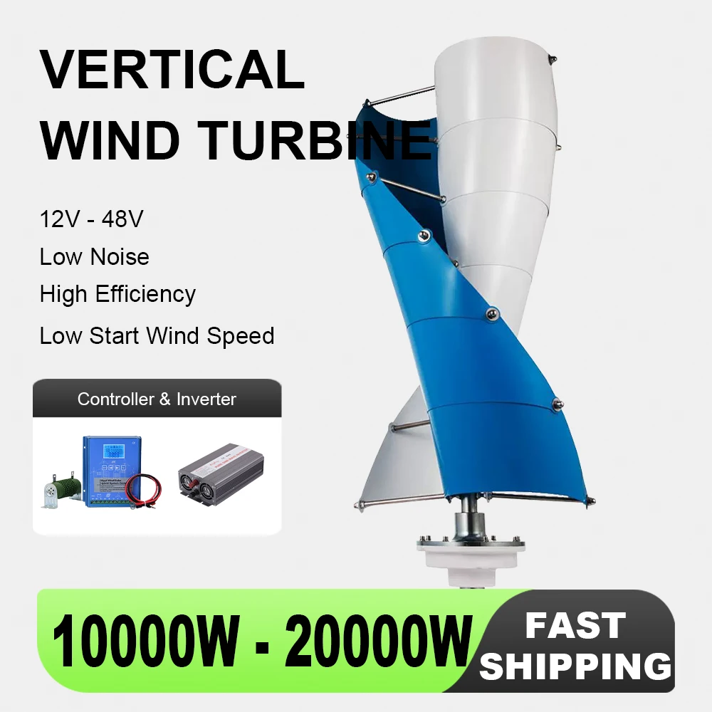 Vertical Axis Wind Turbine Complete Set 10000w Energy Generators Strong Power Magnetic Windmill With 48v 24V 12V MPPT Controller