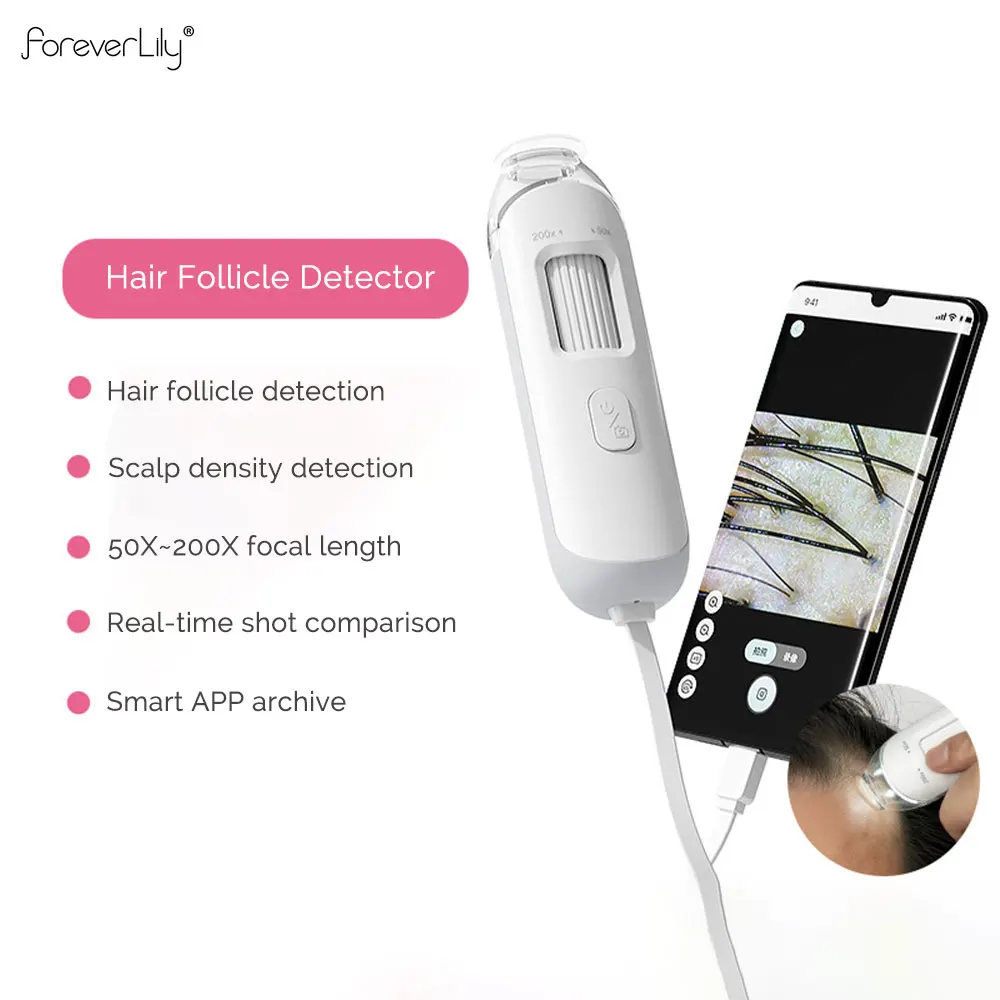 ビジュアル皮膚鏡頭皮検出器 50X/200X 拡大頭皮顔面皮膚分析機ミニ毛包毛穴皮膚テスター
