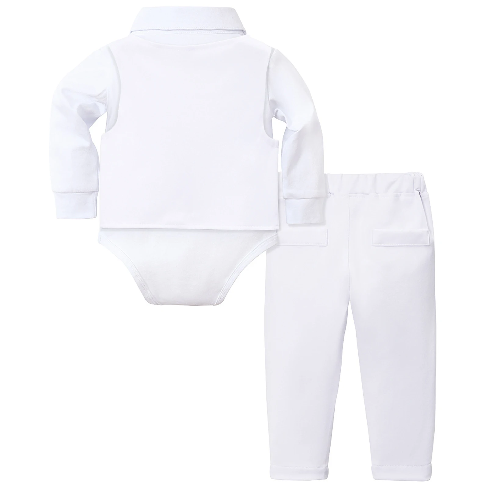 Newborn Baby Boys Baptism Clothes Gentleman Suits Long Sleeve Bowtie Romper with Waistcoat Pants for Wedding Birthday Party