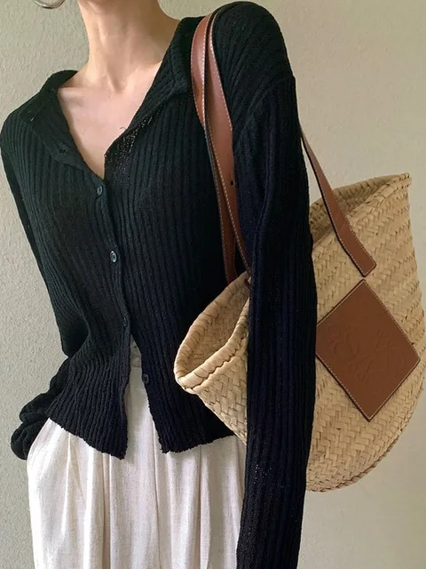 

Длинный вязаный кардиган Slim Fit, женский модный универсальный осенний солнцезащитный кардиган с одной пуговицей, тонкий моделирующего топа