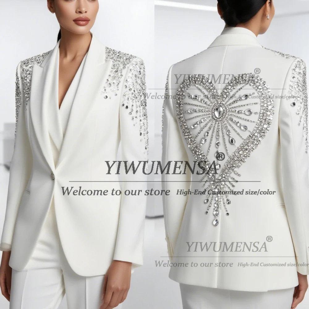 

Luxury Jewelry Ornament Mother Of The Bride Dresses Customized Single Breasted Prom Blazer 2 Pieces Sets Beaded Women Suits 2026