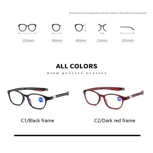Imagen 2 del producto 2024 nuevas gafas de lectura TR de alta calidad con absorción magnética para colgar en el cuello para hombres y mujeres gafas de lectura magnéticas portátiles