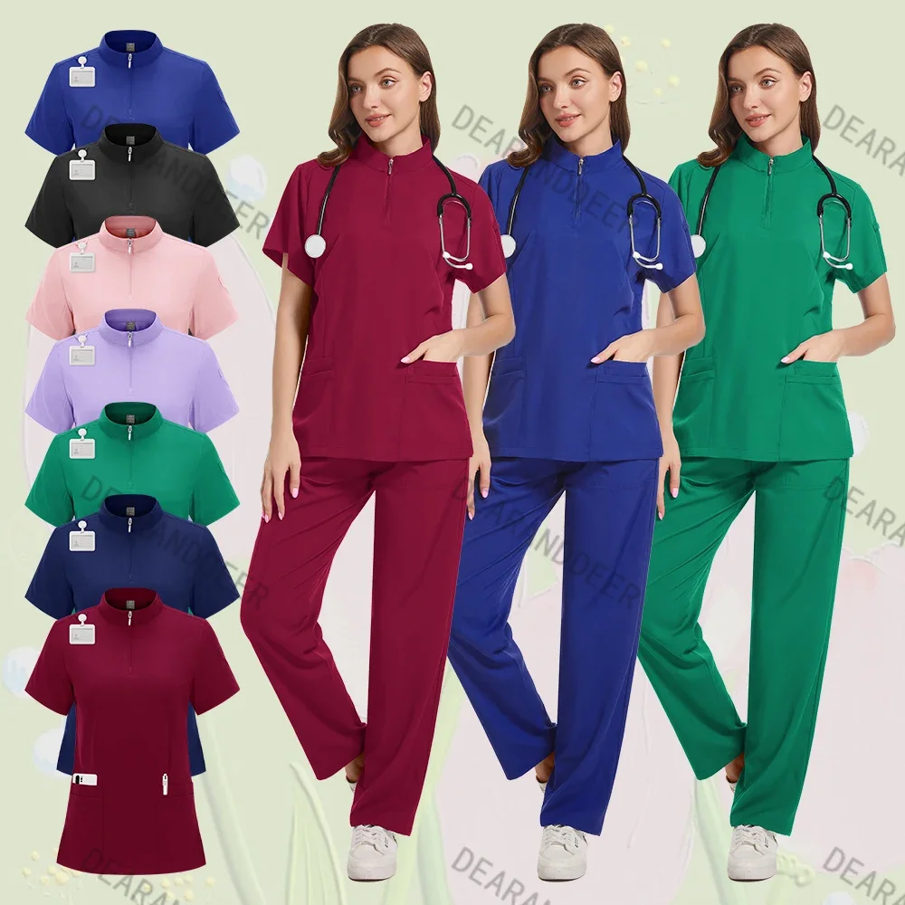 Women's fashion medical nurse uniform high-quality fabric beauty salon dental hospital surgical nursing clinical surgical set