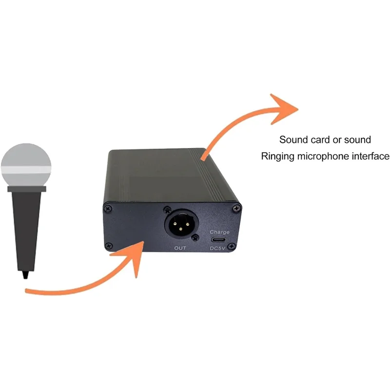 B92B-48V Phantom Power para micrófono condensador, equipo de grabación, portátil para exteriores, recargable